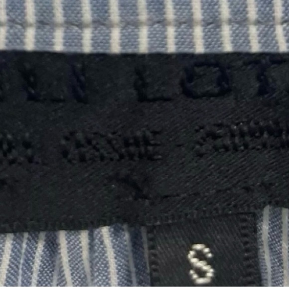 Nili Lotan Top Size Small Blue White Stripped V Neck Button Closure Long Sleeve - Picture 3 of 6